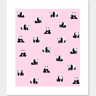 Panda Pattern on Pink Posters and Art